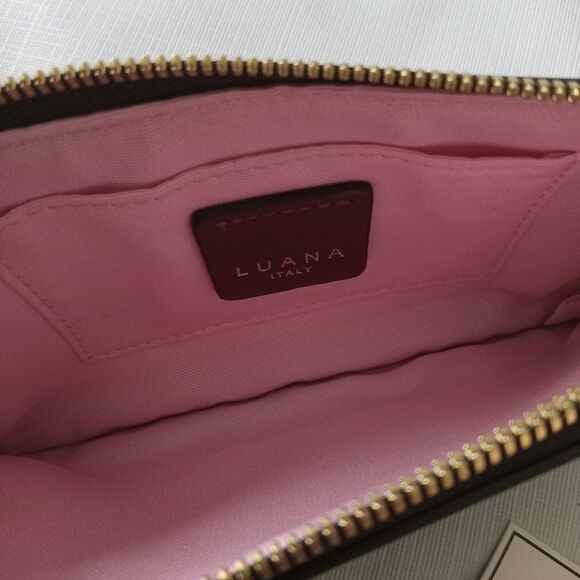 Luana Italy Giorgio Small Burgundy Red Vinyl Cheetah Pattern Phone Case Wristlet - Picture 12 of 12